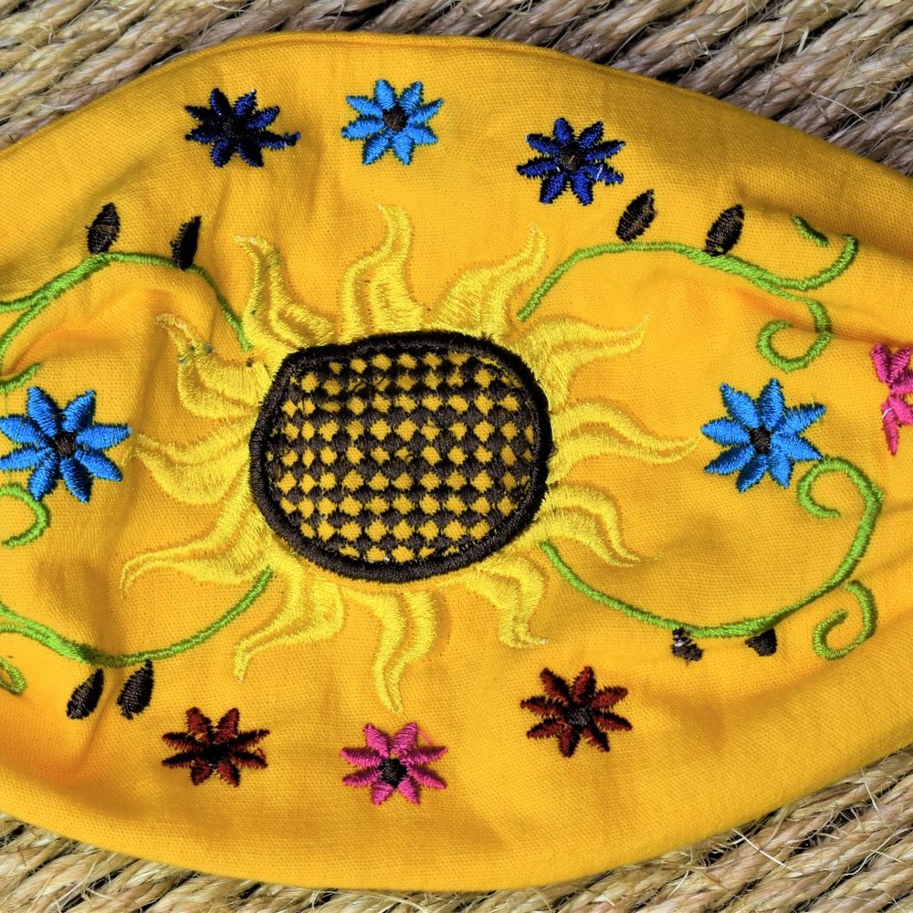 Solar Flower Yellow Face Mask - Artesania Mexicana